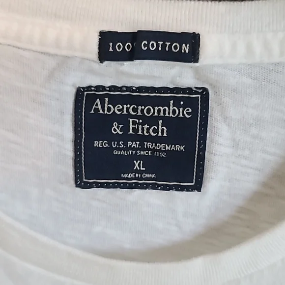 Abercrombie & Fitch White Tee with Navy Logo - Picture 2 of 4